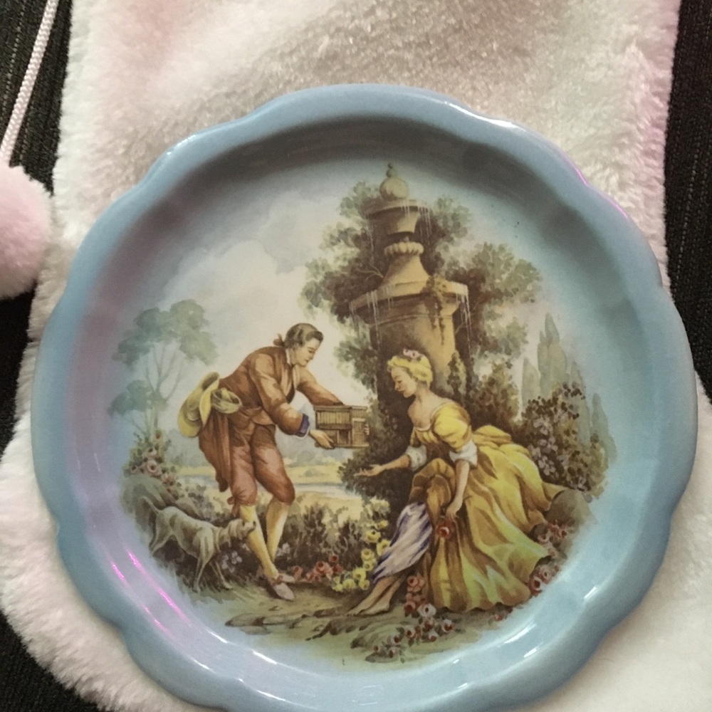 Vintage Decorative Plate with Pastoral Scene